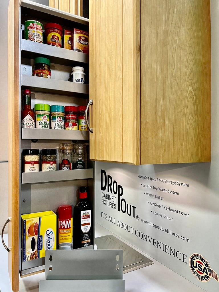 Installed Spice Rack 8004 EZ-Install Spice Rack/Wide Body – DropoutCabinets